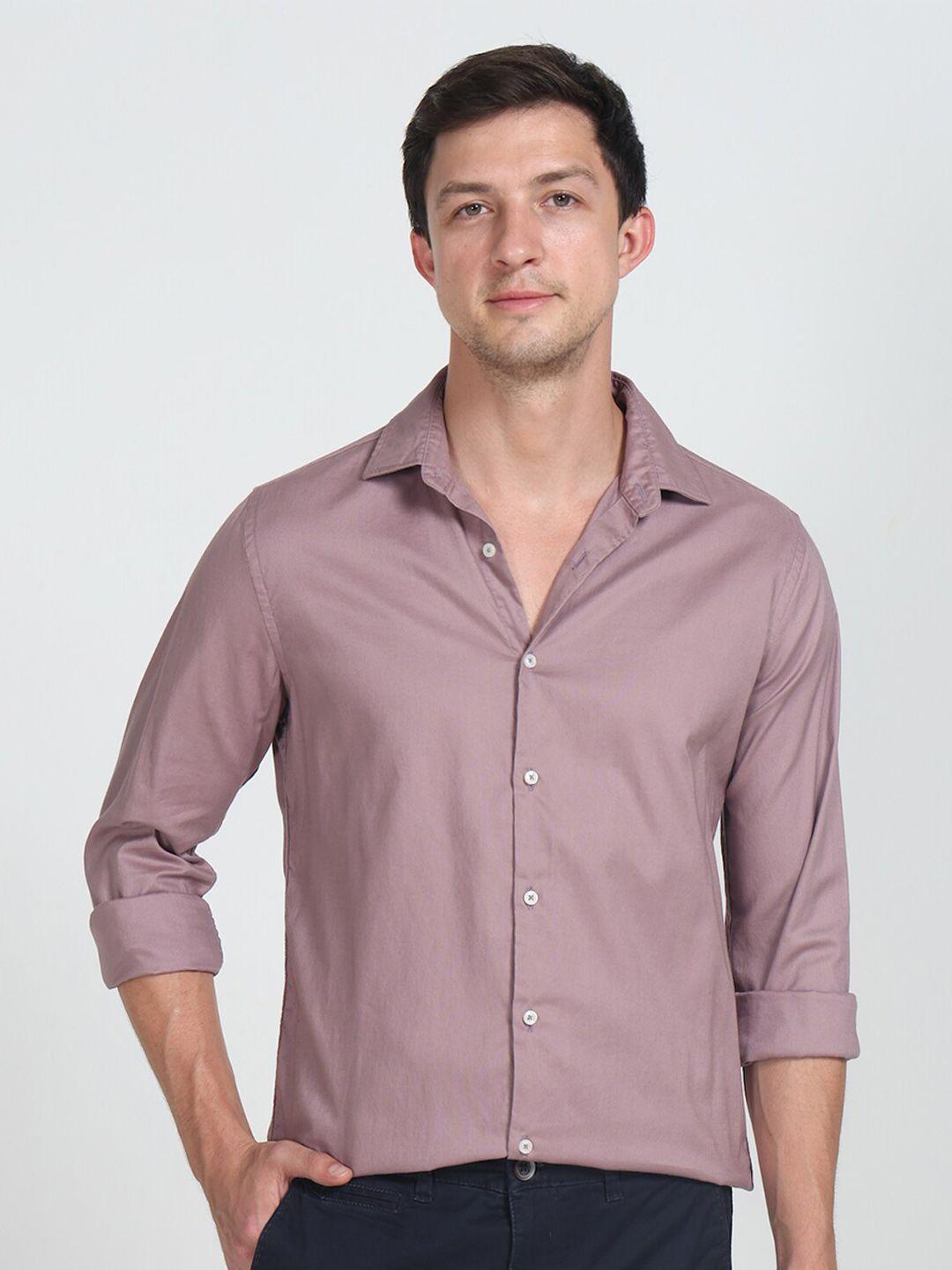 poe smart spread collar slim fit pure cotton shirt