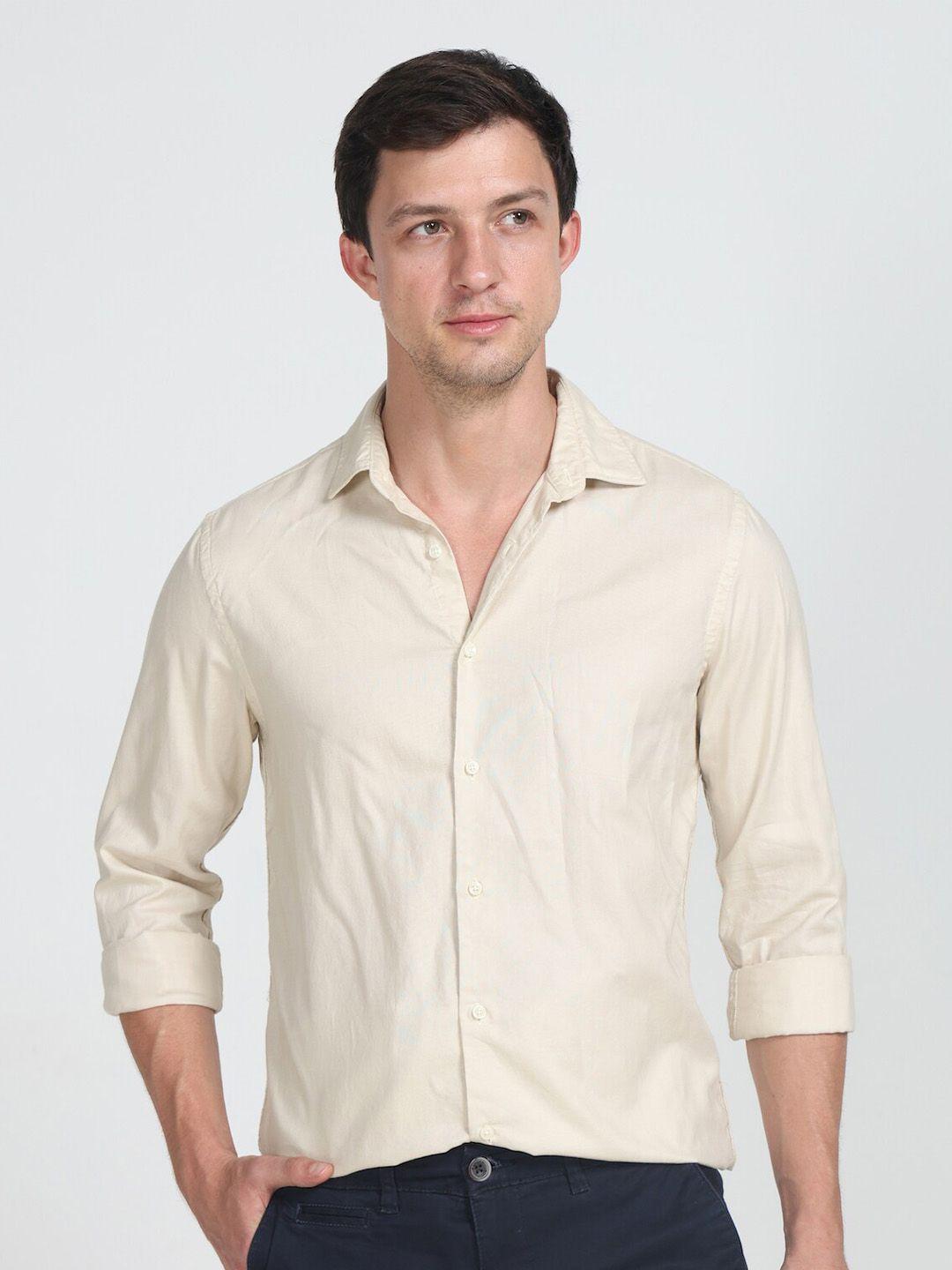 poe smart slim fit pure cotton casual shirt