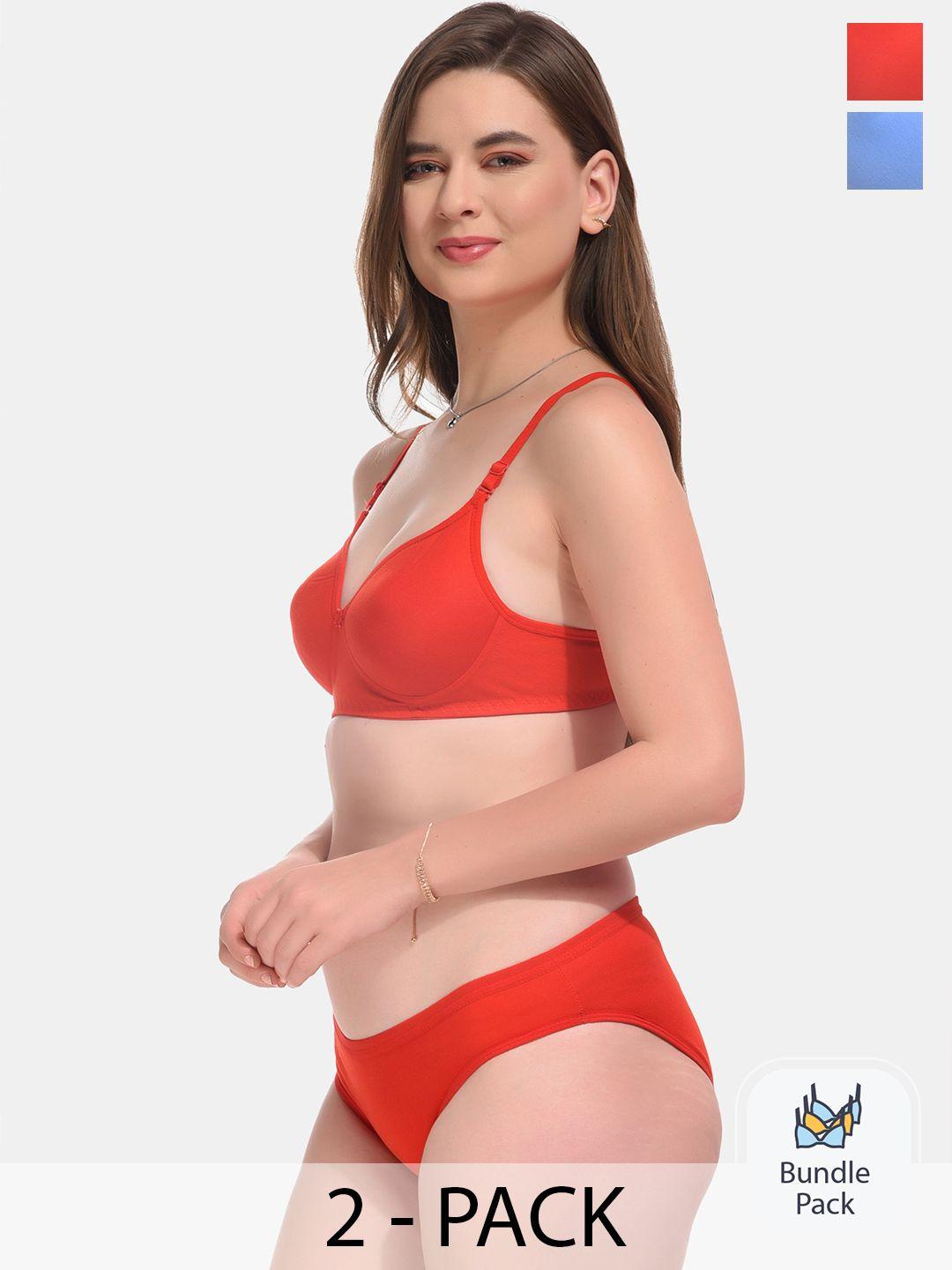 esoroucha pack of 2 lightly padded lingerie set sky red set-30b