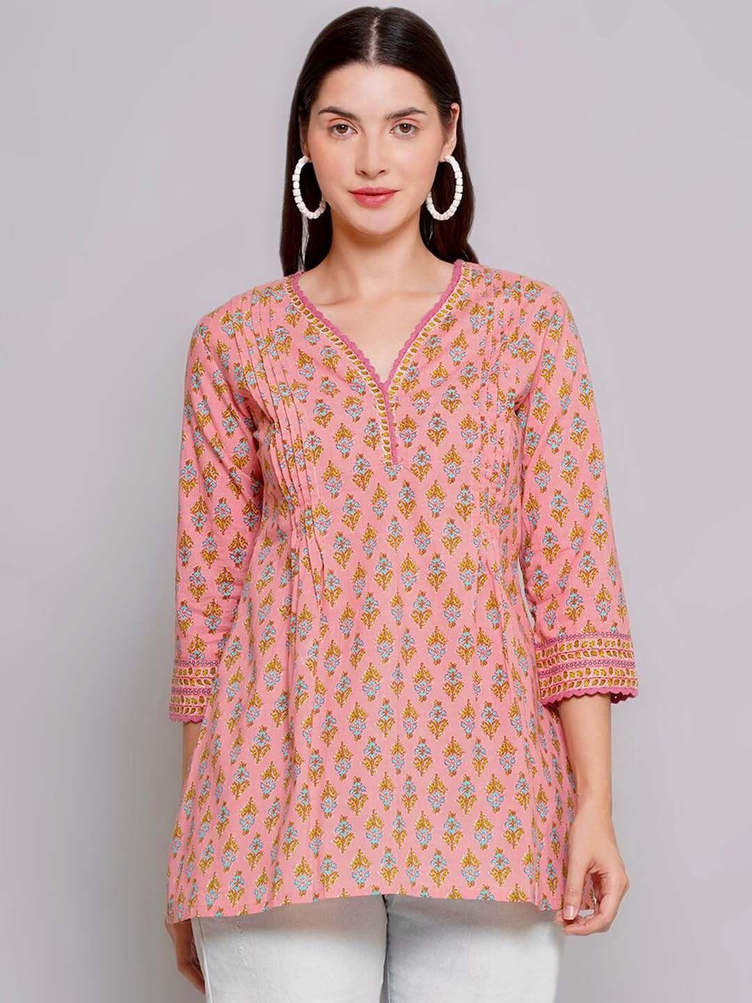 nishabd ethnic motifs printed cotton regular top