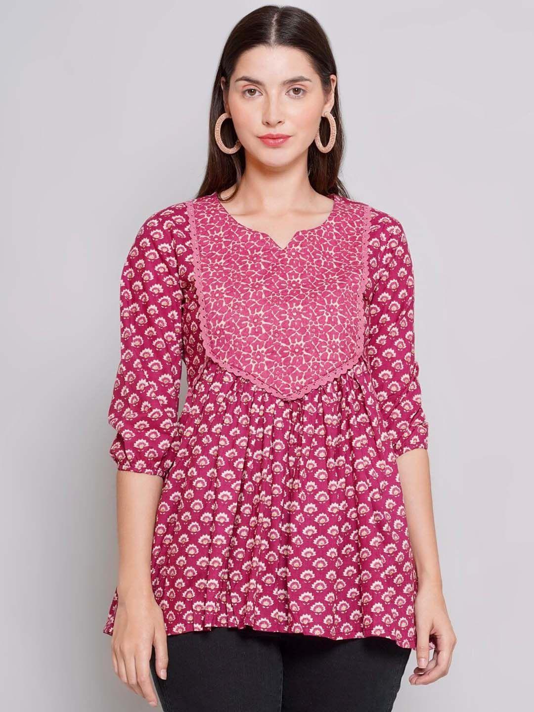 nishabd floral printed cotton regular top