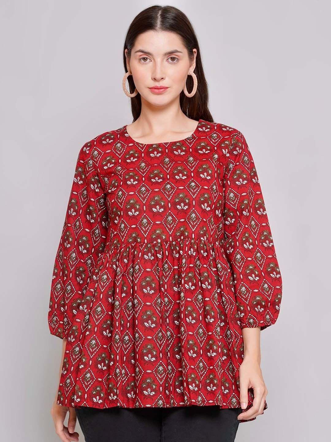 nishabd floral printed cotton empire top