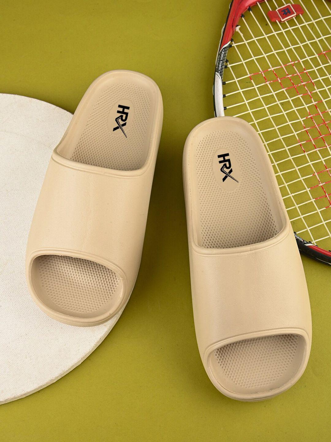 hrx by hrithik roshan women beige rubber sliders