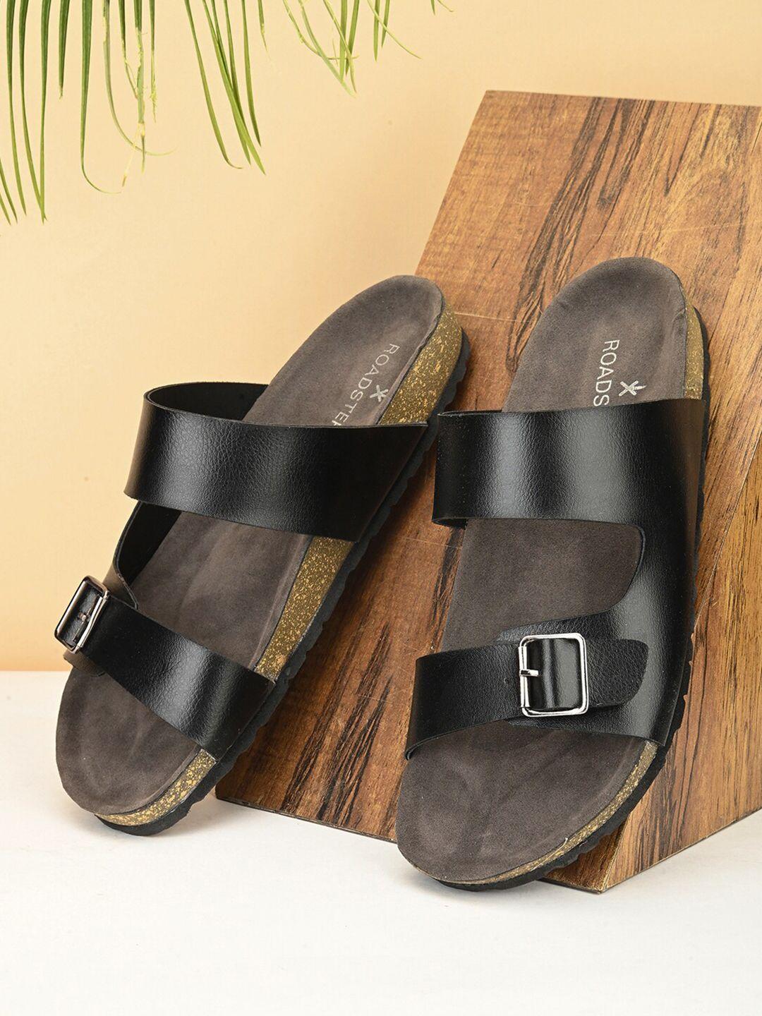 the roadster lifestyle co. black slip-on comfort sandals