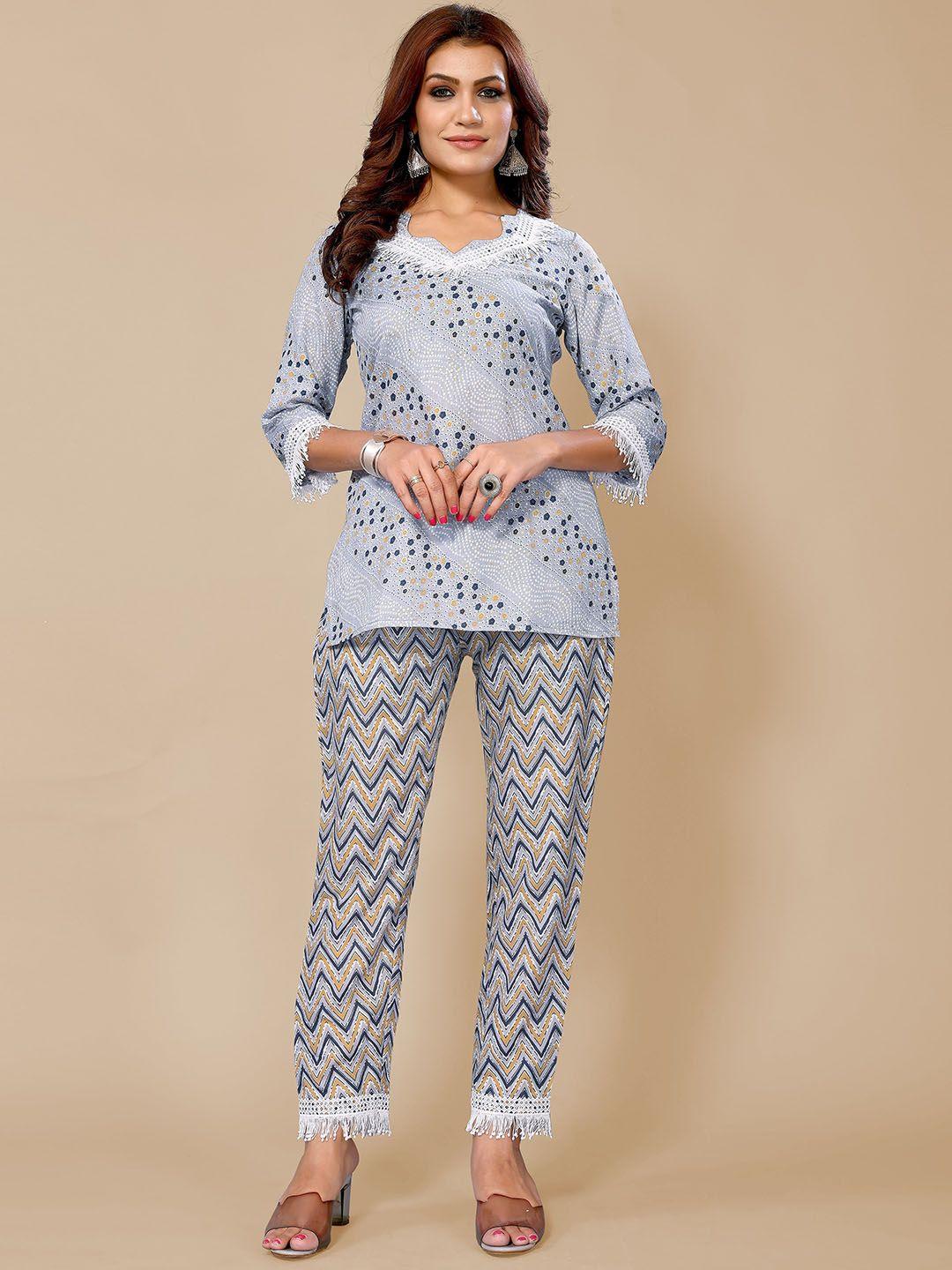 titanium silk industries pvt. ltd. printed tunic & trousers co-ords