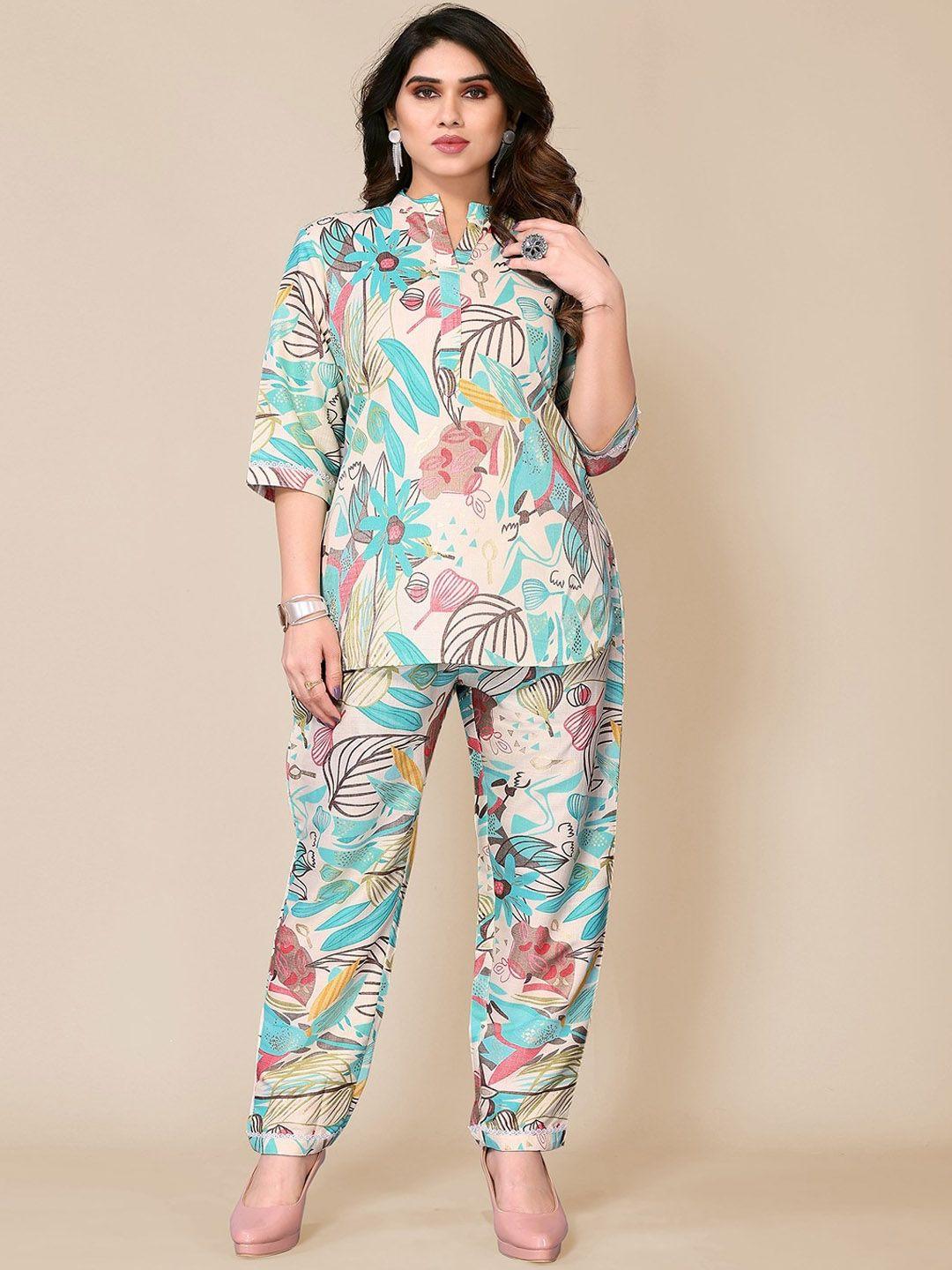 titanium silk industries pvt. ltd printed tunic & trousers co-ords