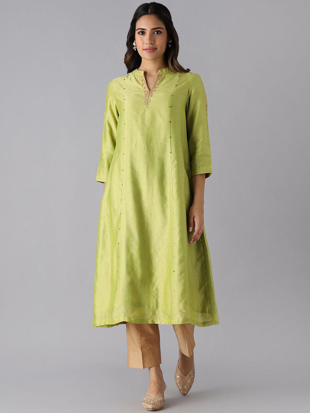 taneira ethnic motifs embroidered silk cotton kurta