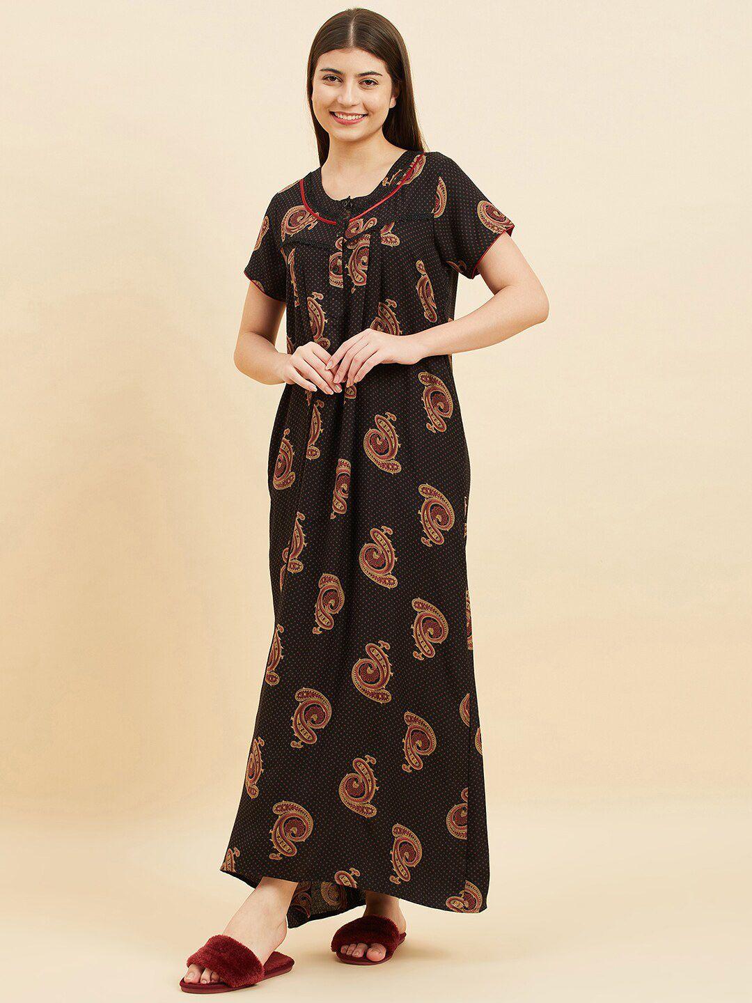 sweet dreams ethnic motifs printed pure cotton nightdress