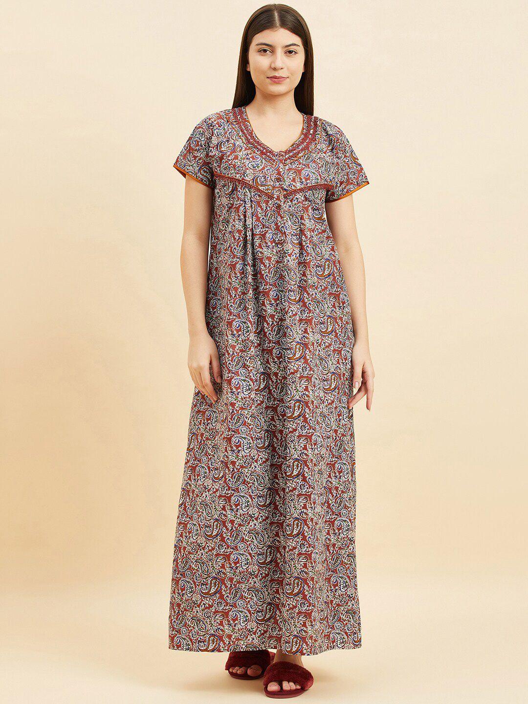 sweet dreams paisley printed pure cotton maxi nightdress