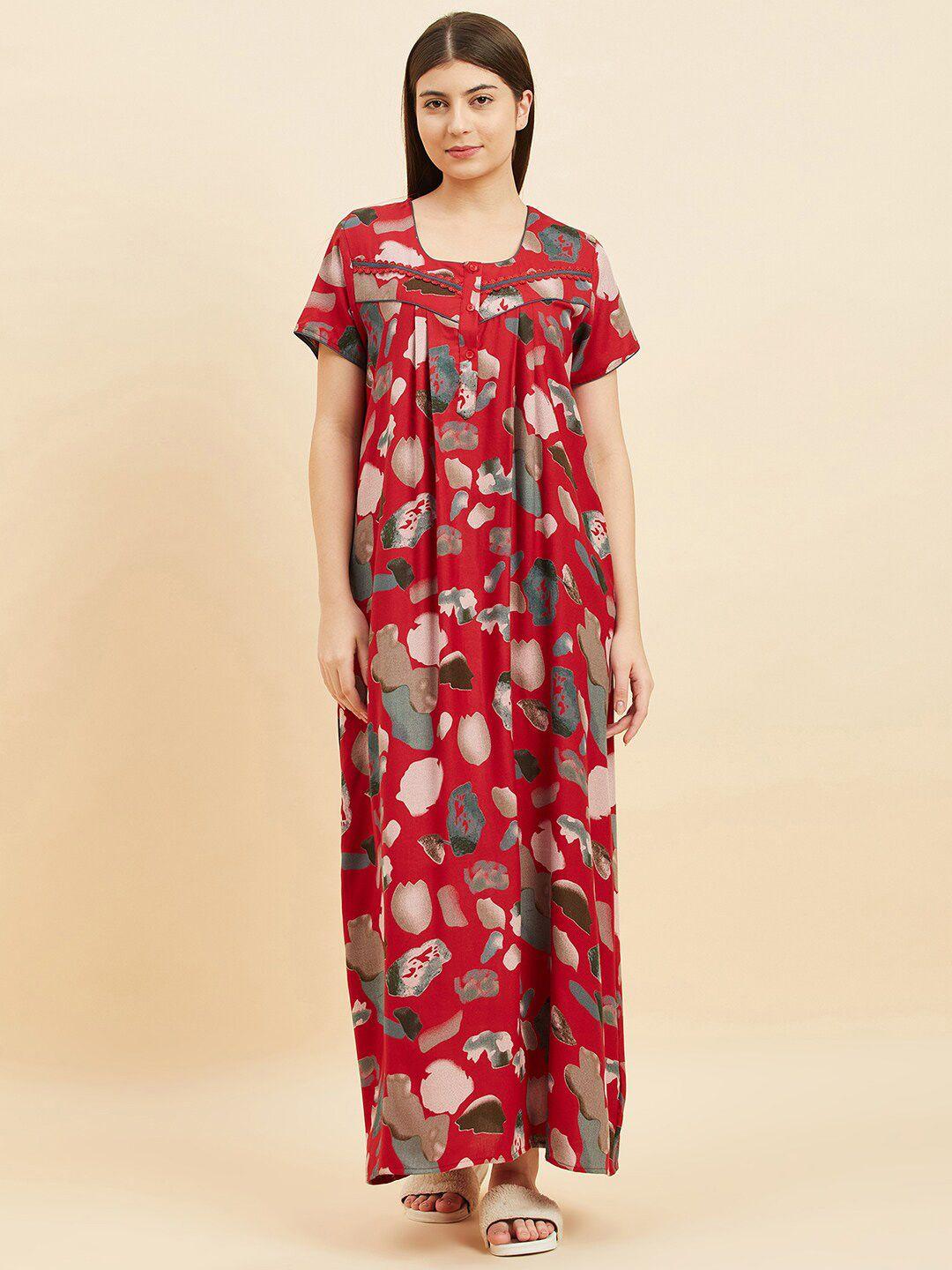 sweet dreams abstract printed maxi nightdress