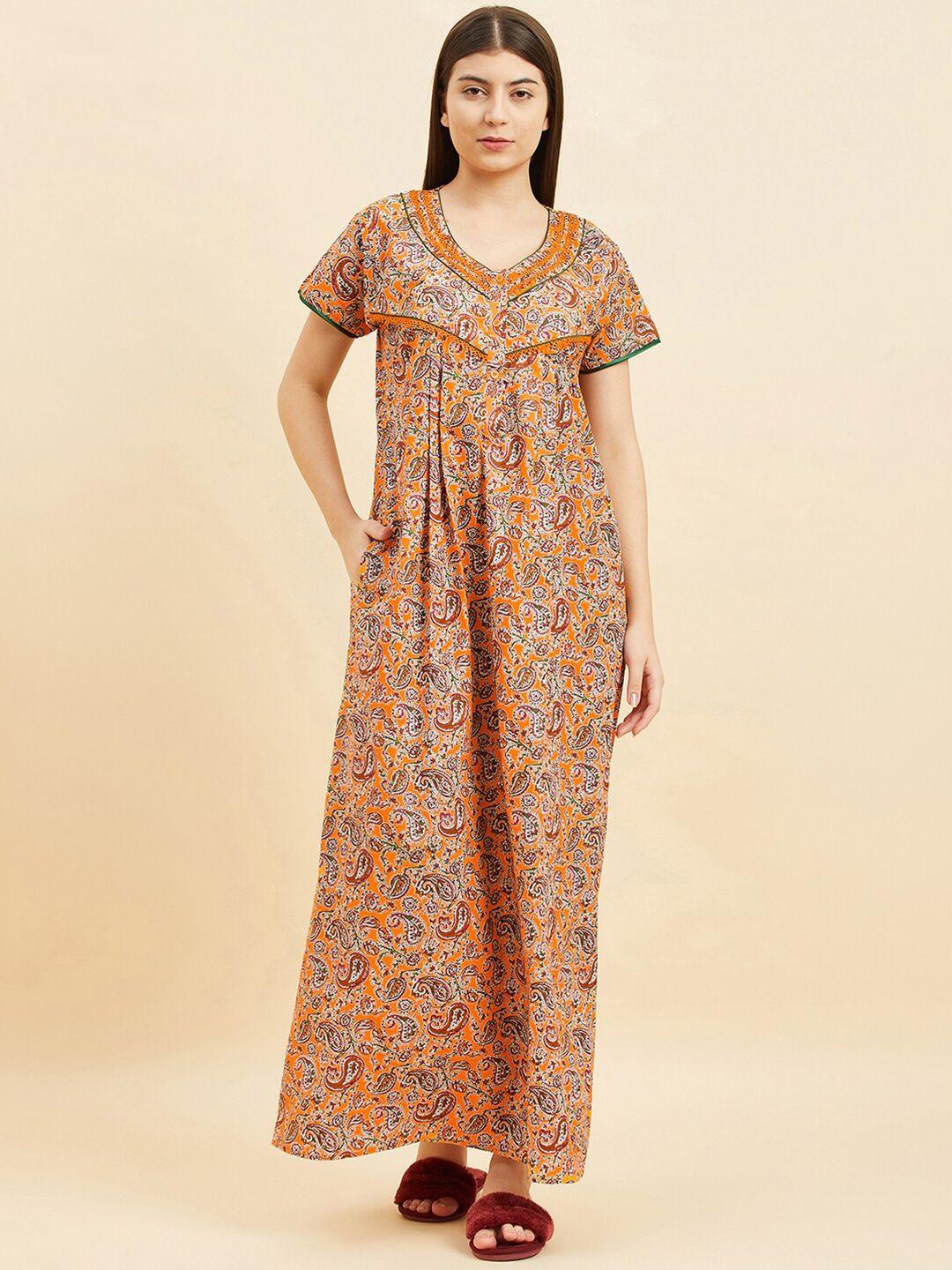 sweet dreams paisley printed pure cotton maxi nightdress