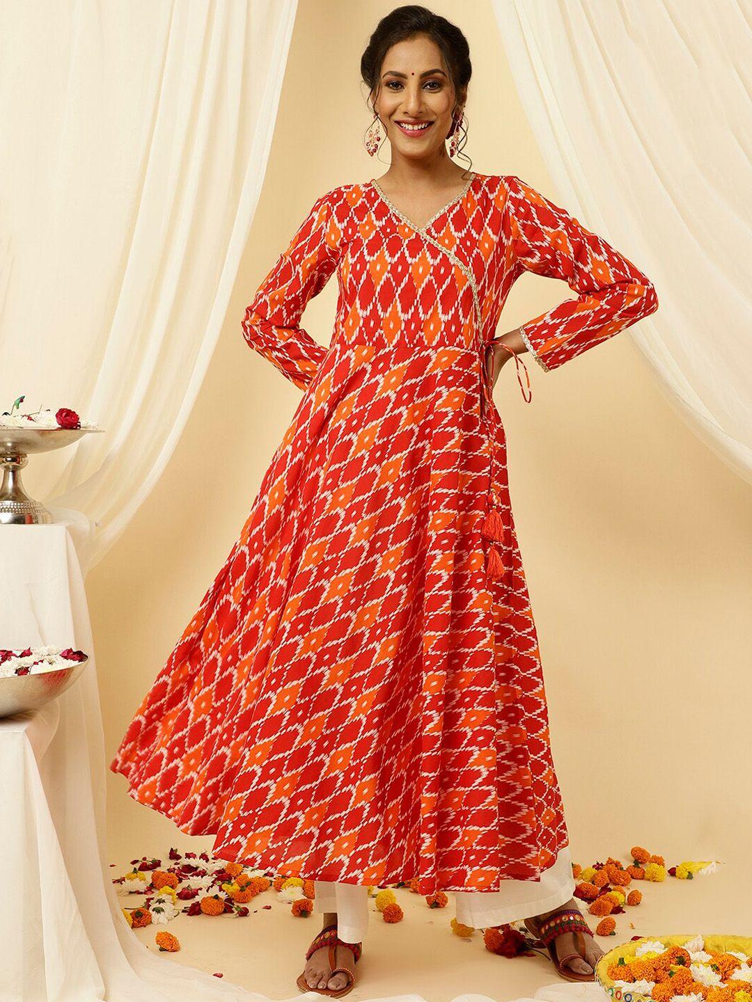 jaipur kurti ethnic motifs printed cotton angrakha kurta