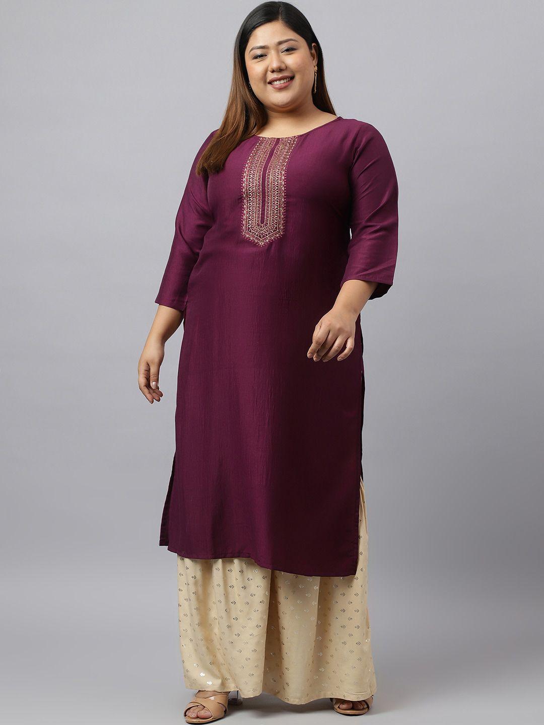 xl love by janasya plus size ethnic motifs printed kurta