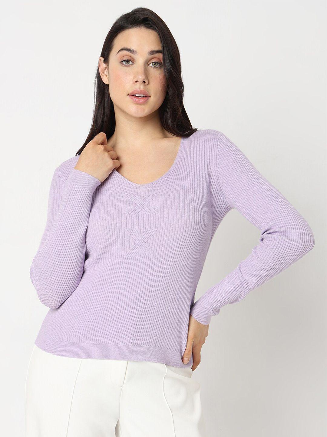 vero moda ribbed scoop neck long sleeves pullover