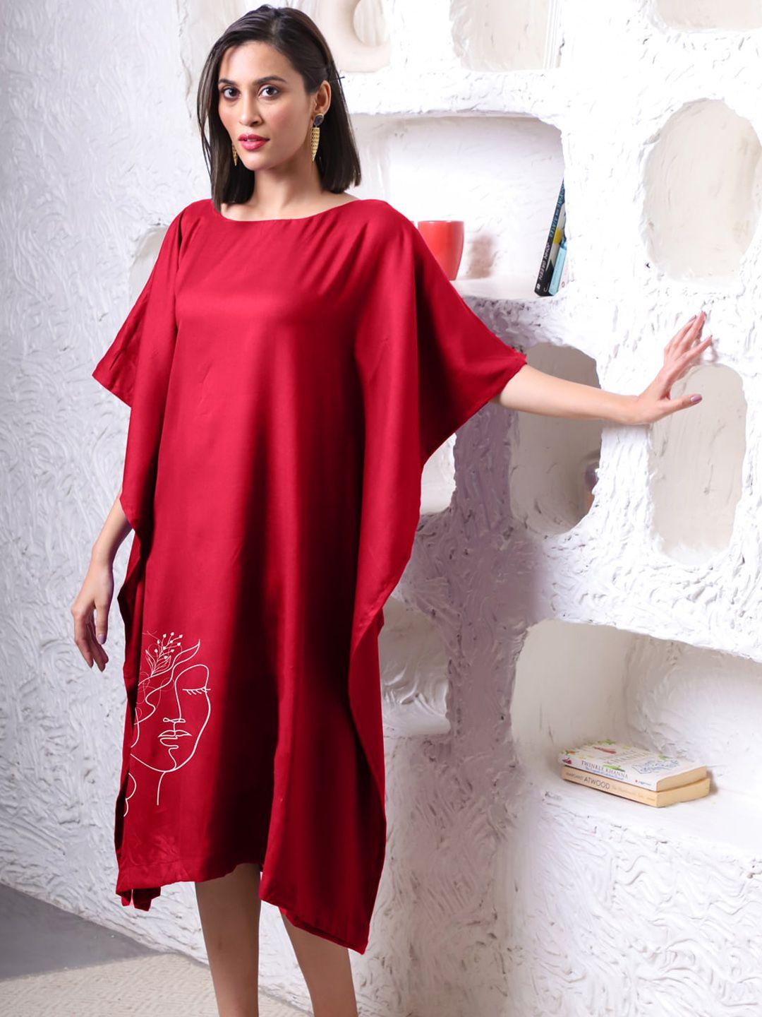 letsdressup women red flared sleeves kaftan kurta