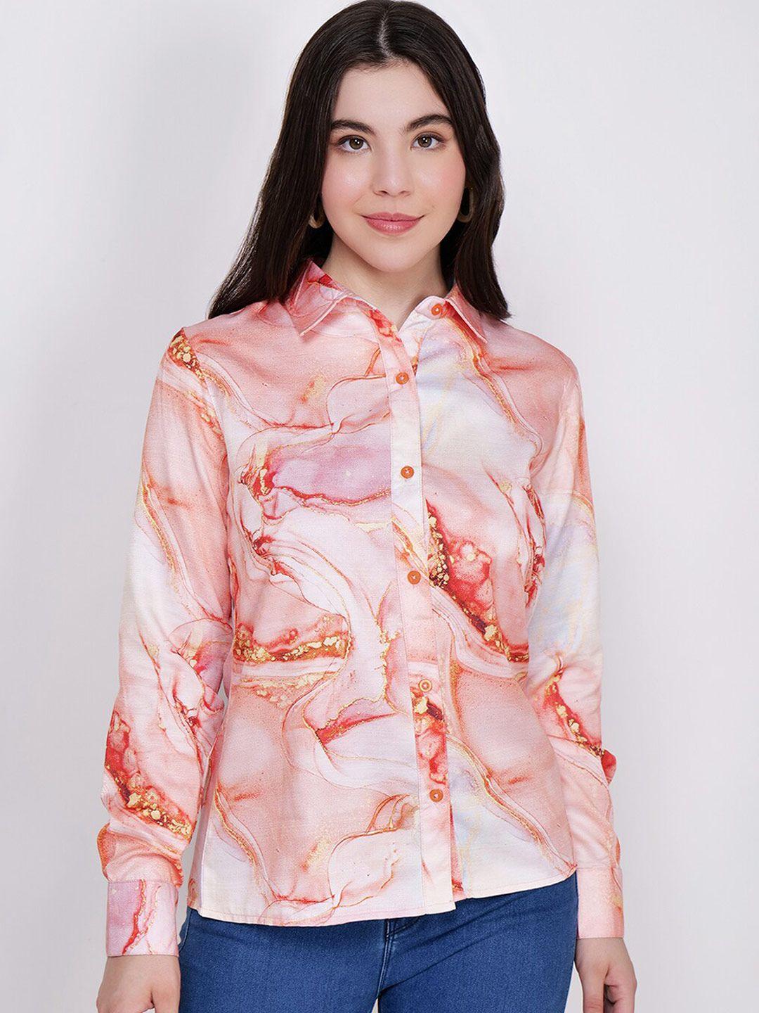 charmgal classic abstract printed opaque casual shirt