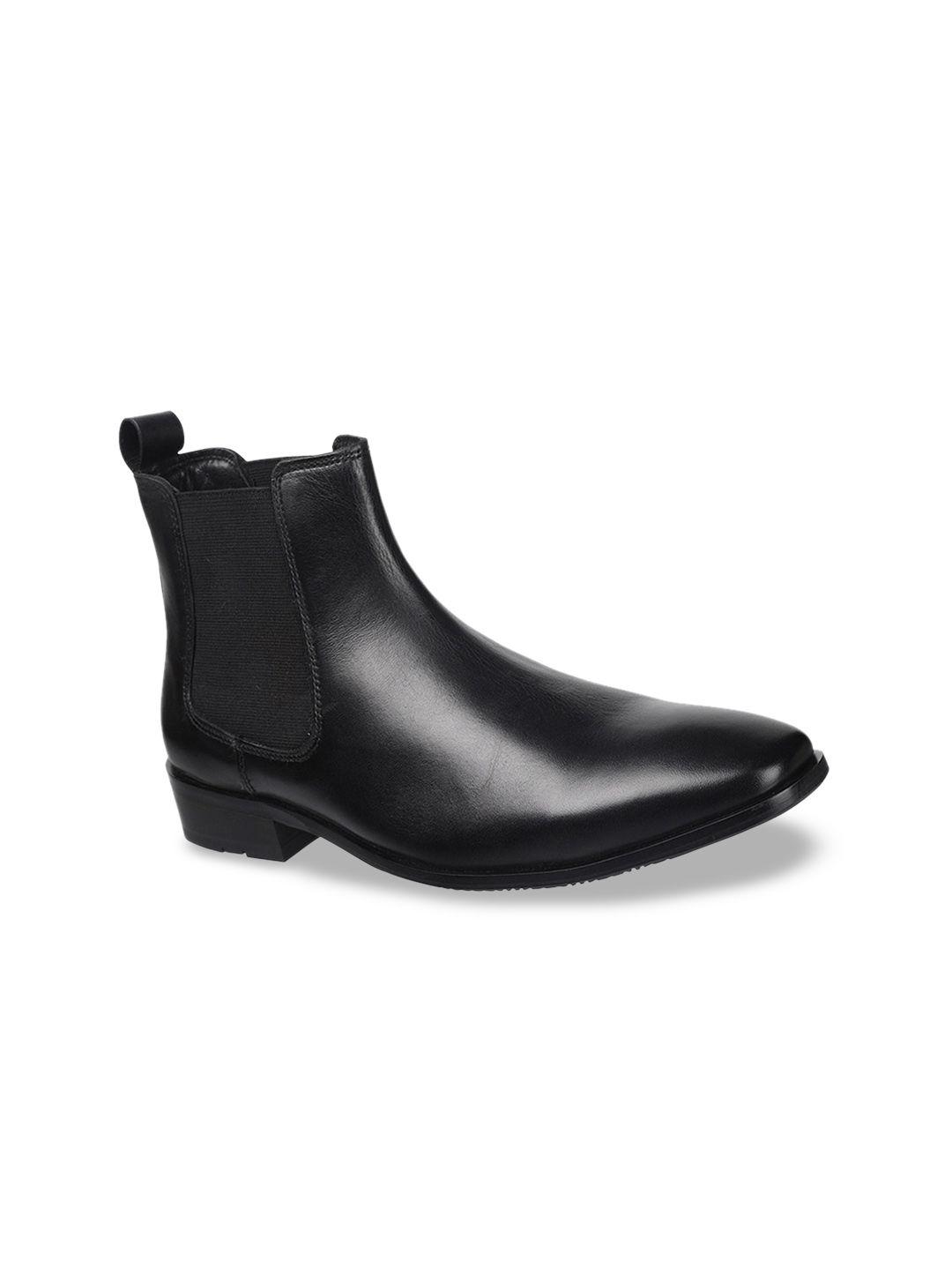 davinchi men leather mid-top chelsea boots