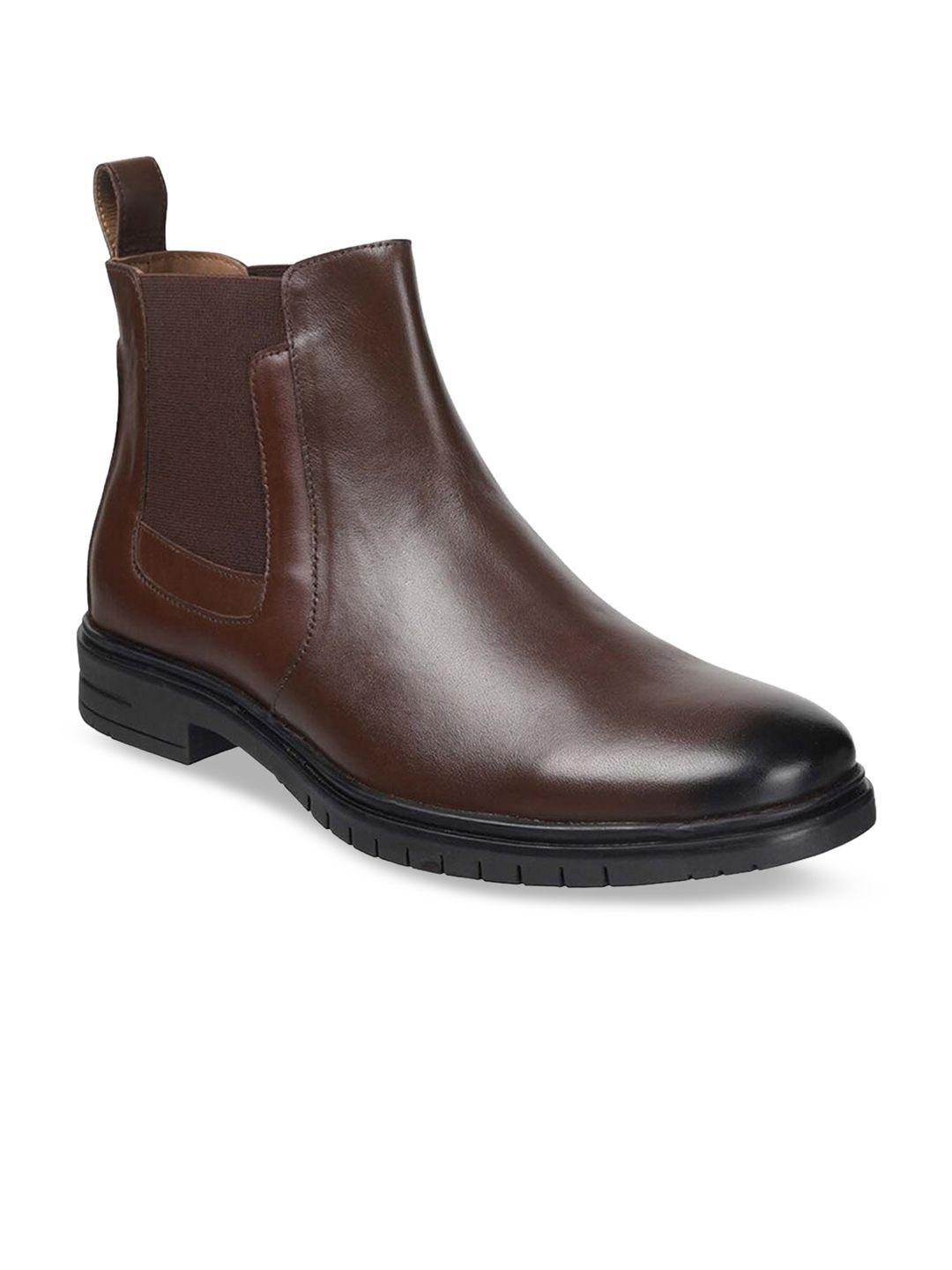 davinchi men leather mid-top chelsea boots