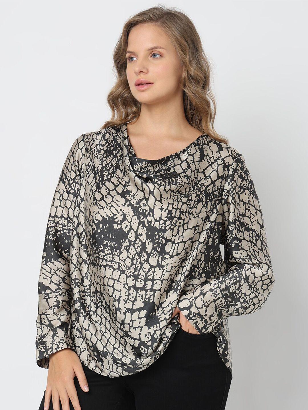 vero moda curve animal printed cowl neck top