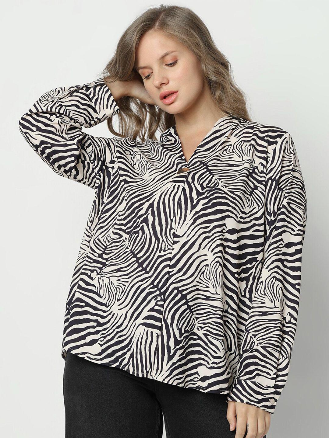 vero moda curve animal printed cuffed sleeves a-line top