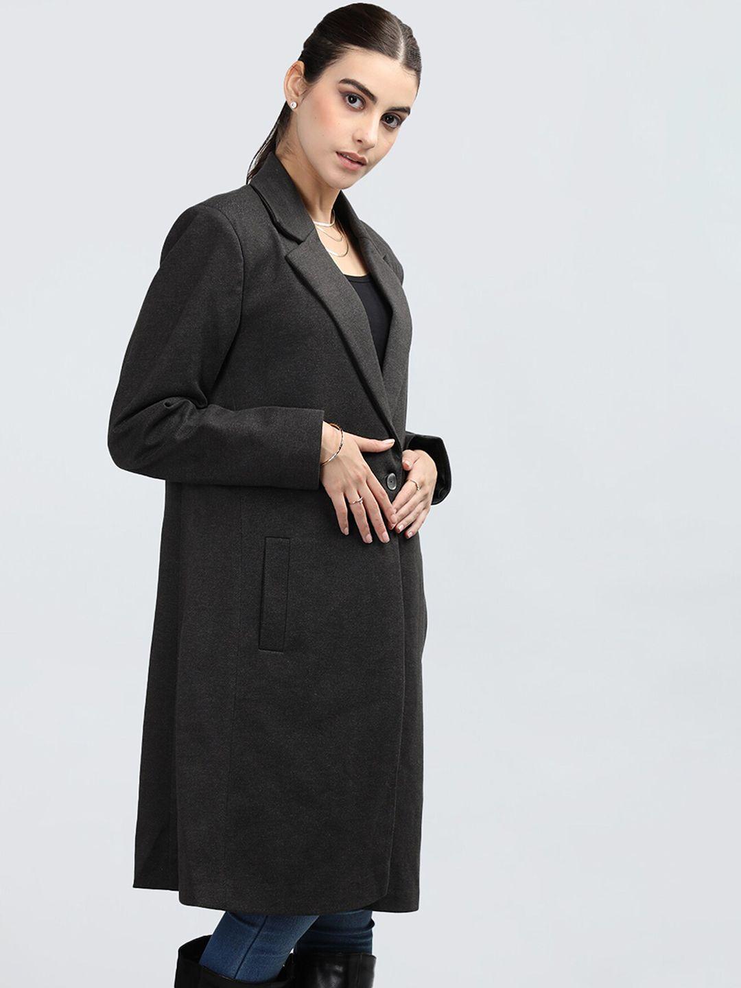 rage notched lapel long sleeves single-breasted woollen longline overcoat