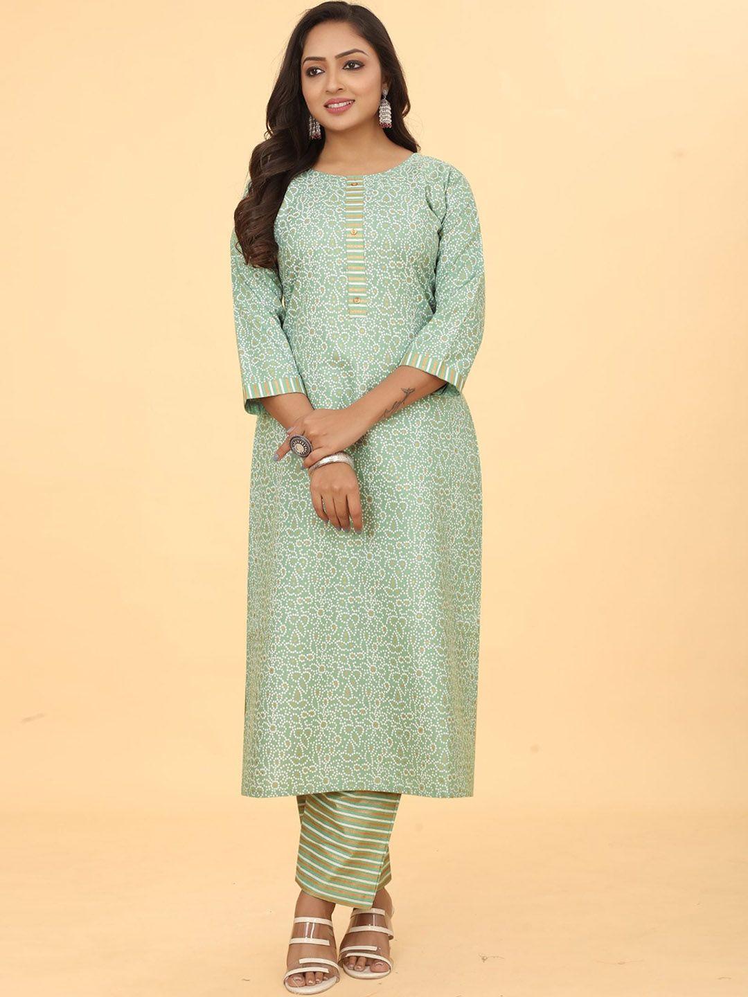 kalini bandhani printed straight kurta with trousers