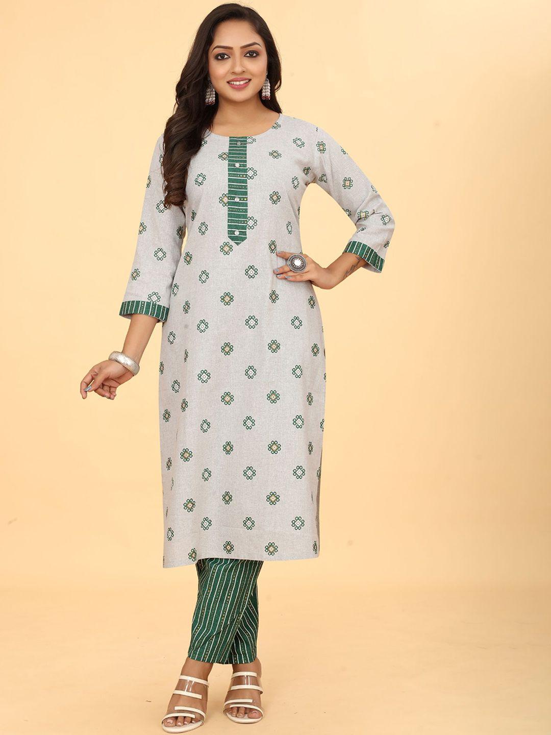 kalini ethnic motifs printed straight kurta with trousers