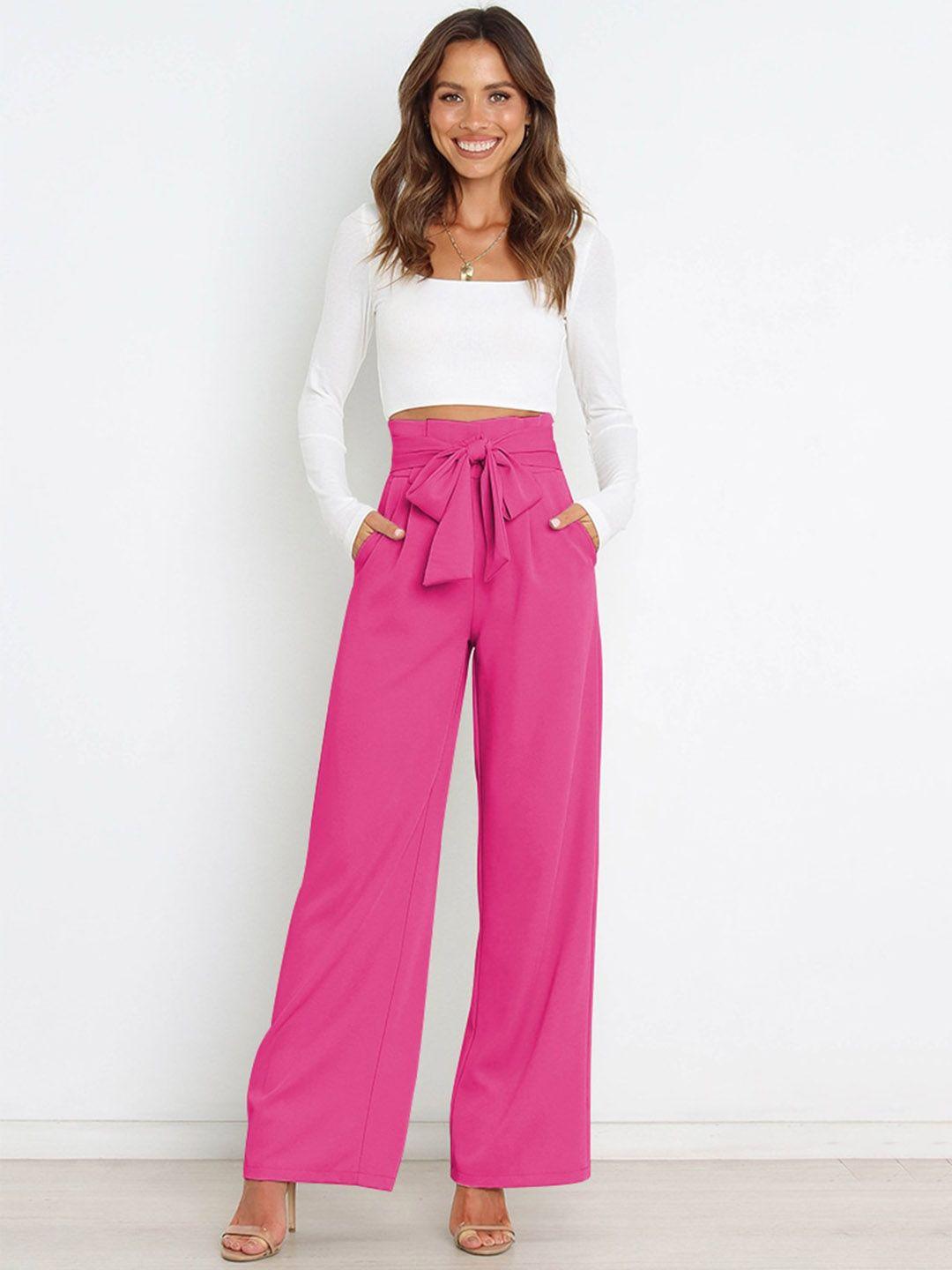 stylecast women rose loose fit high-rise parallel trousers