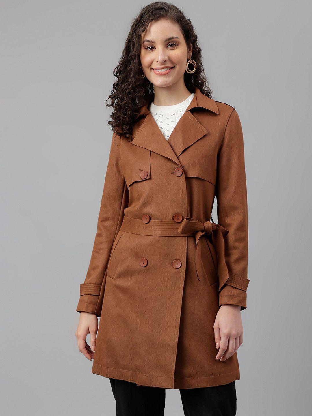 latin quarters notched lapel collar longline trench coat