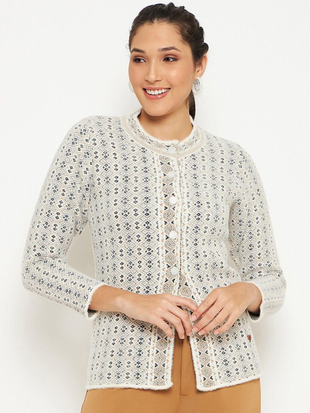 duke geometric printed acrylic cardigan