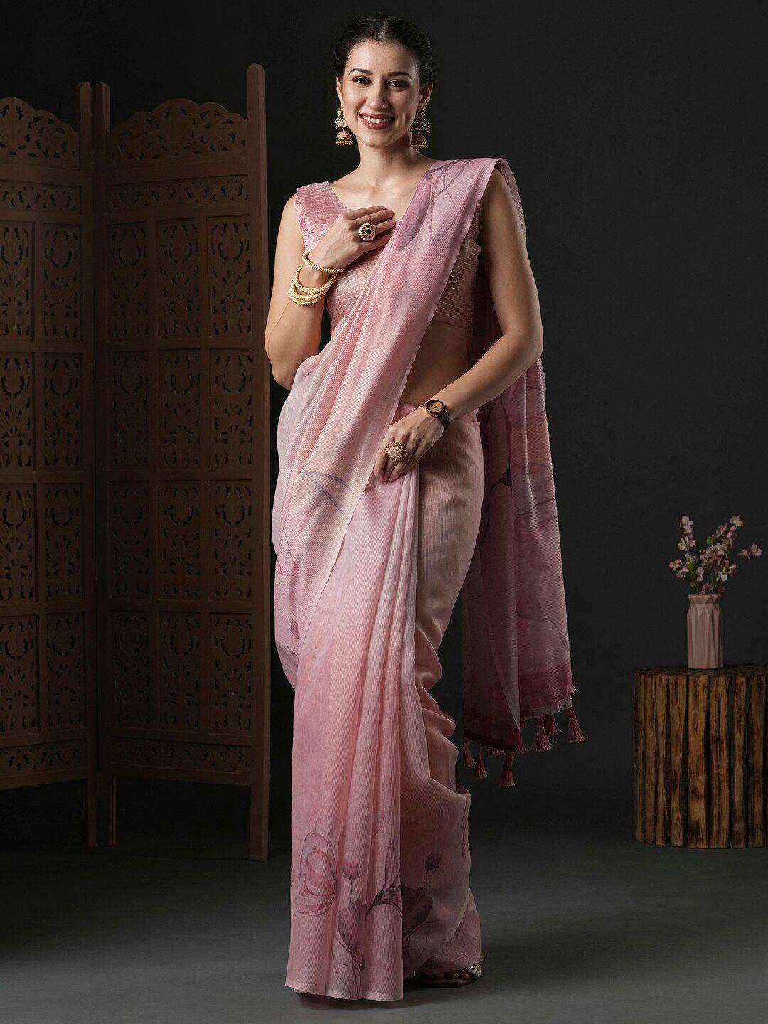 anouk floral printed organza saree