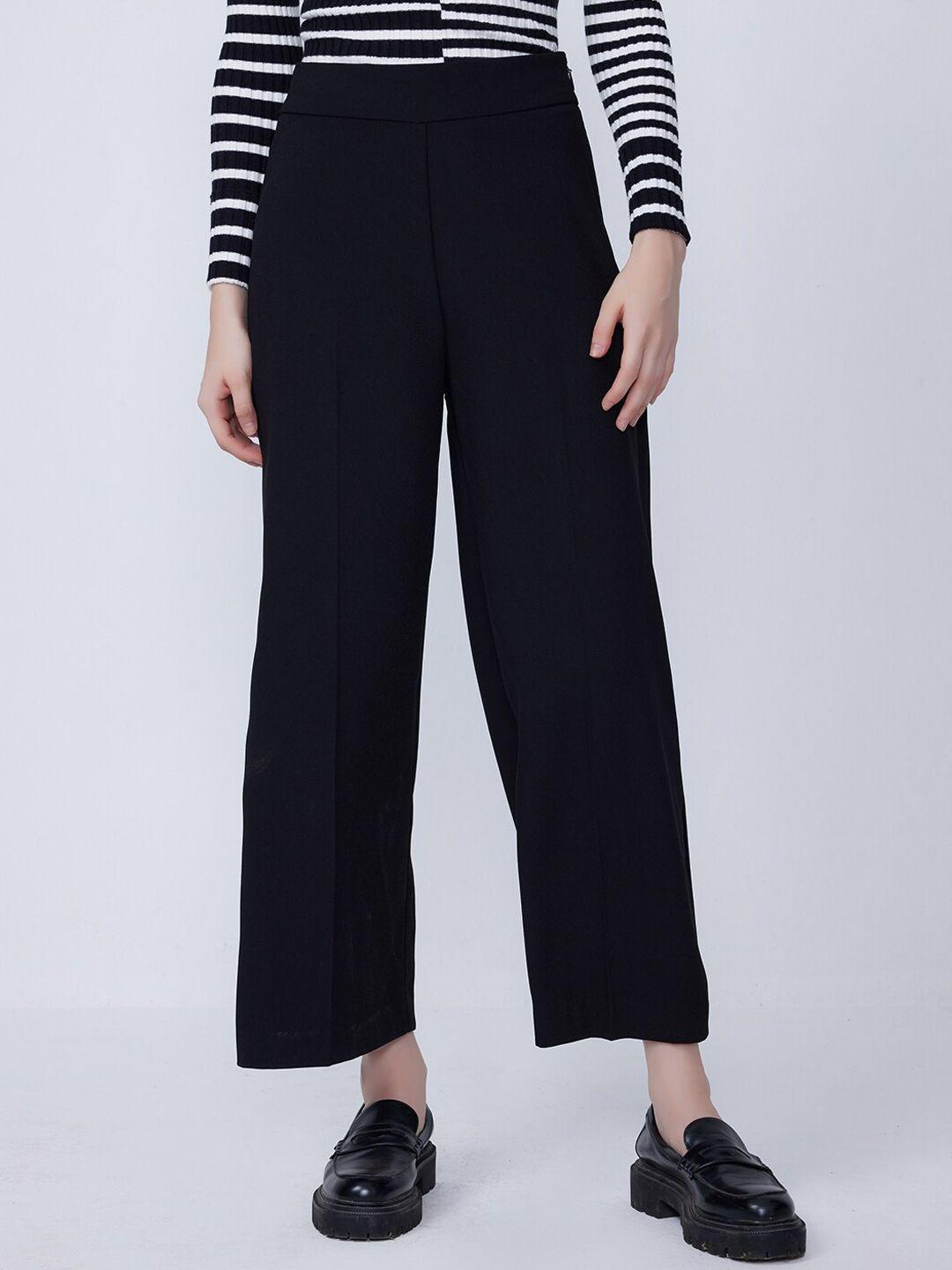 cover story women black flared mid-rise culottes