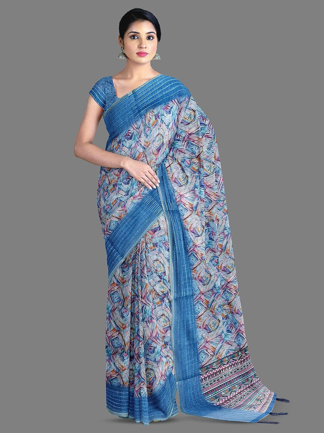 the chennai silks abstract printed pure cotton chanderi saree