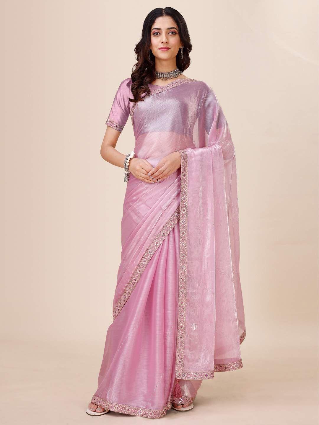 indian women embellished sequinned silk cotton saree