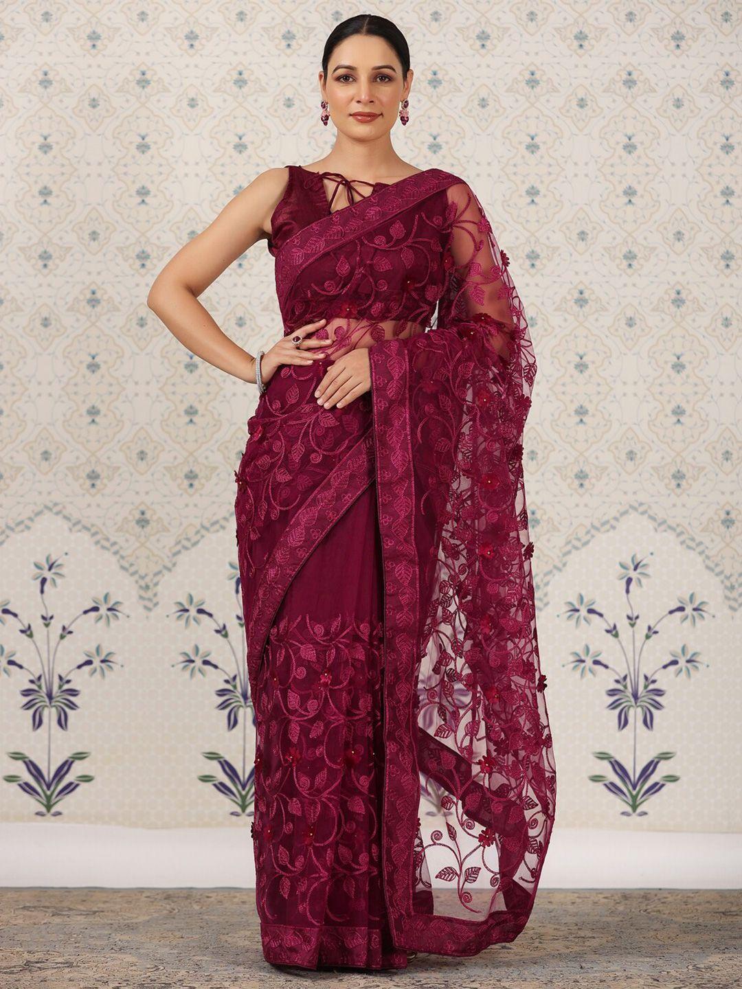 ode by house of pataudi floral net saree