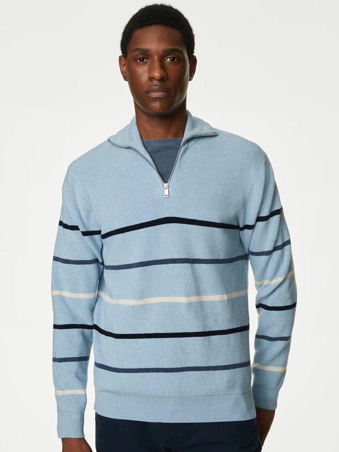 marks & spencer striped polo collar pullover