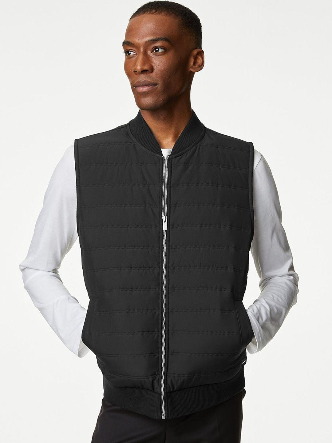 marks & spencer men black bomber jacket