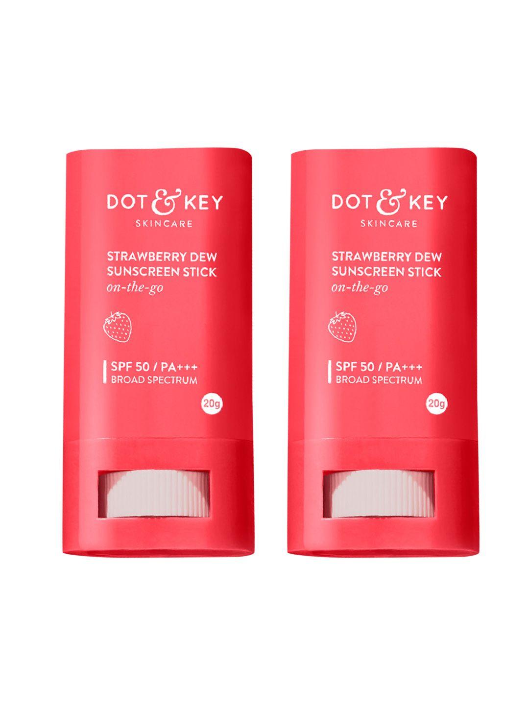 dot & key set of 2 strawberry dew on-the-go spf 50 sunscreen stick - 20g each