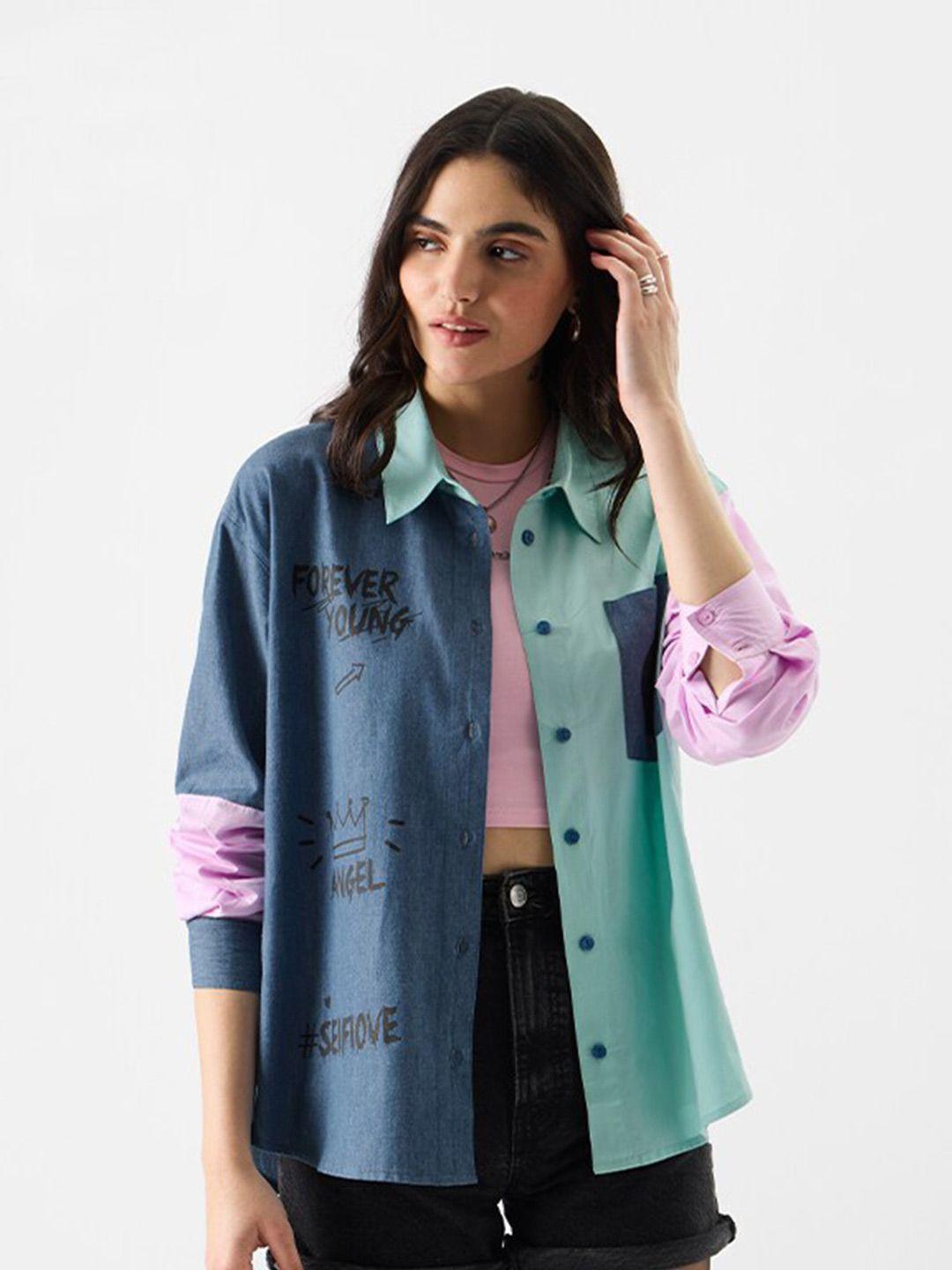 the souled store women multicoloured opaque printed casual shirt