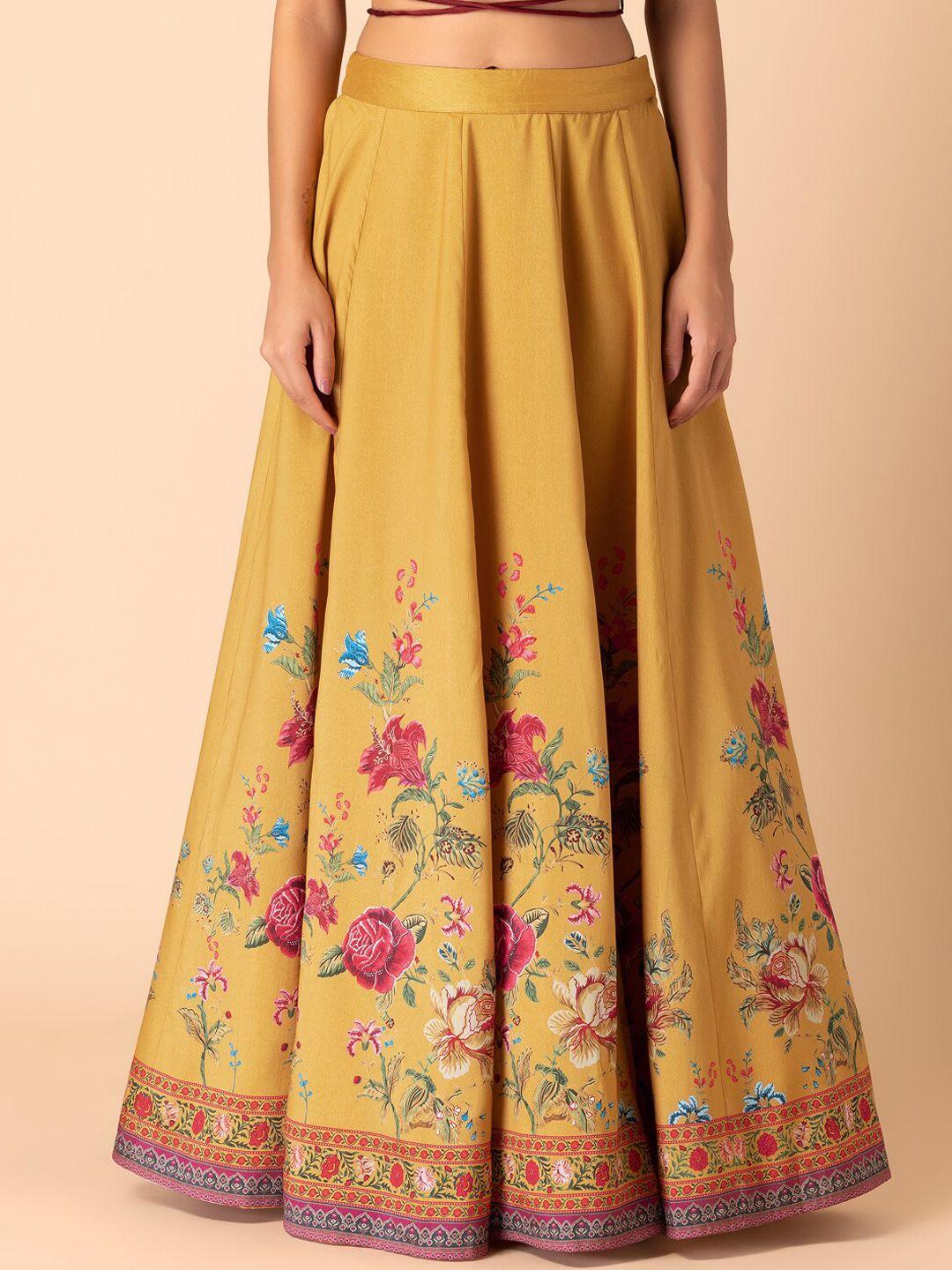 indya floral printed flared maxi skirt