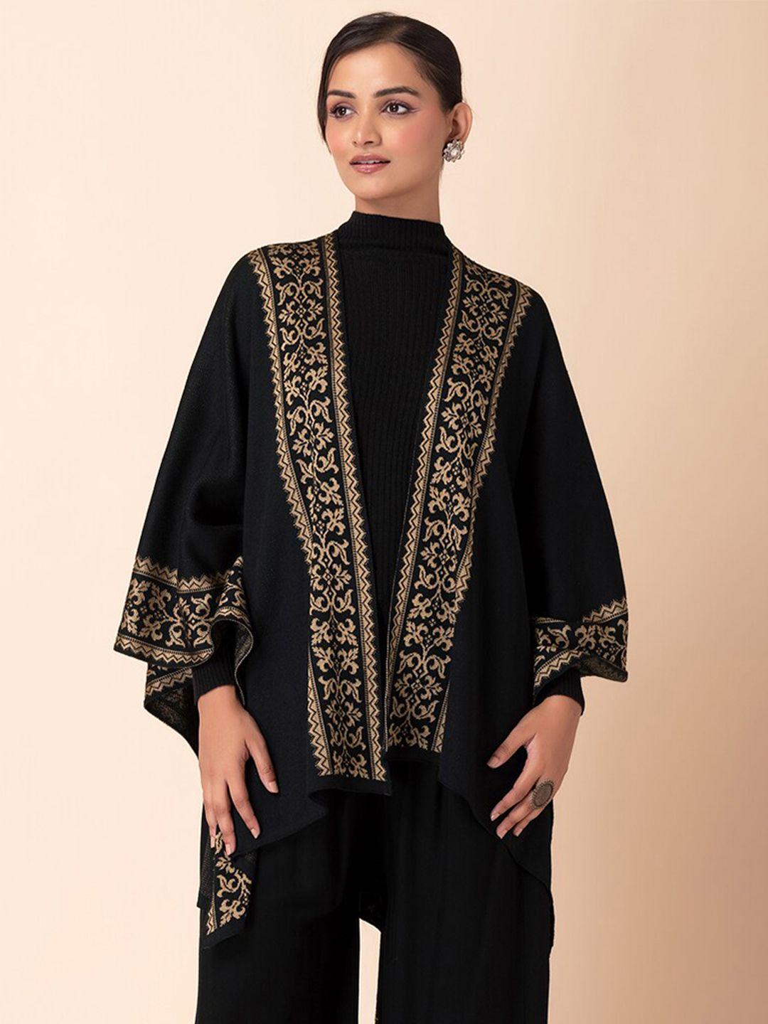 indya geometric printed open front ethnic kaftan shrug