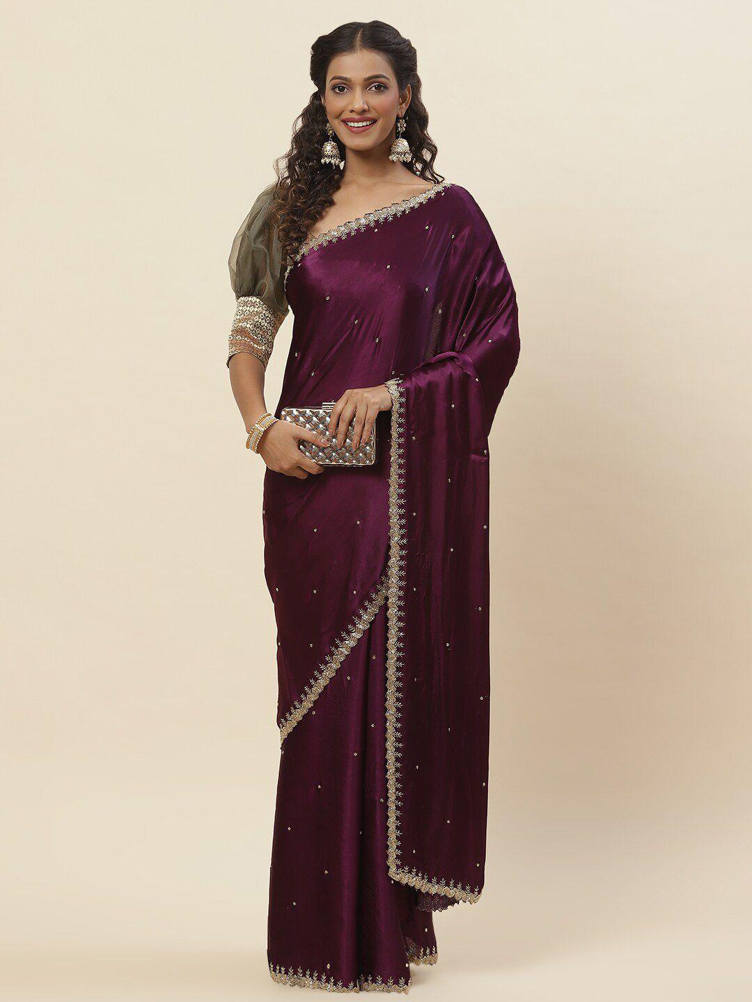 meena bazaar embellished embroidered saree