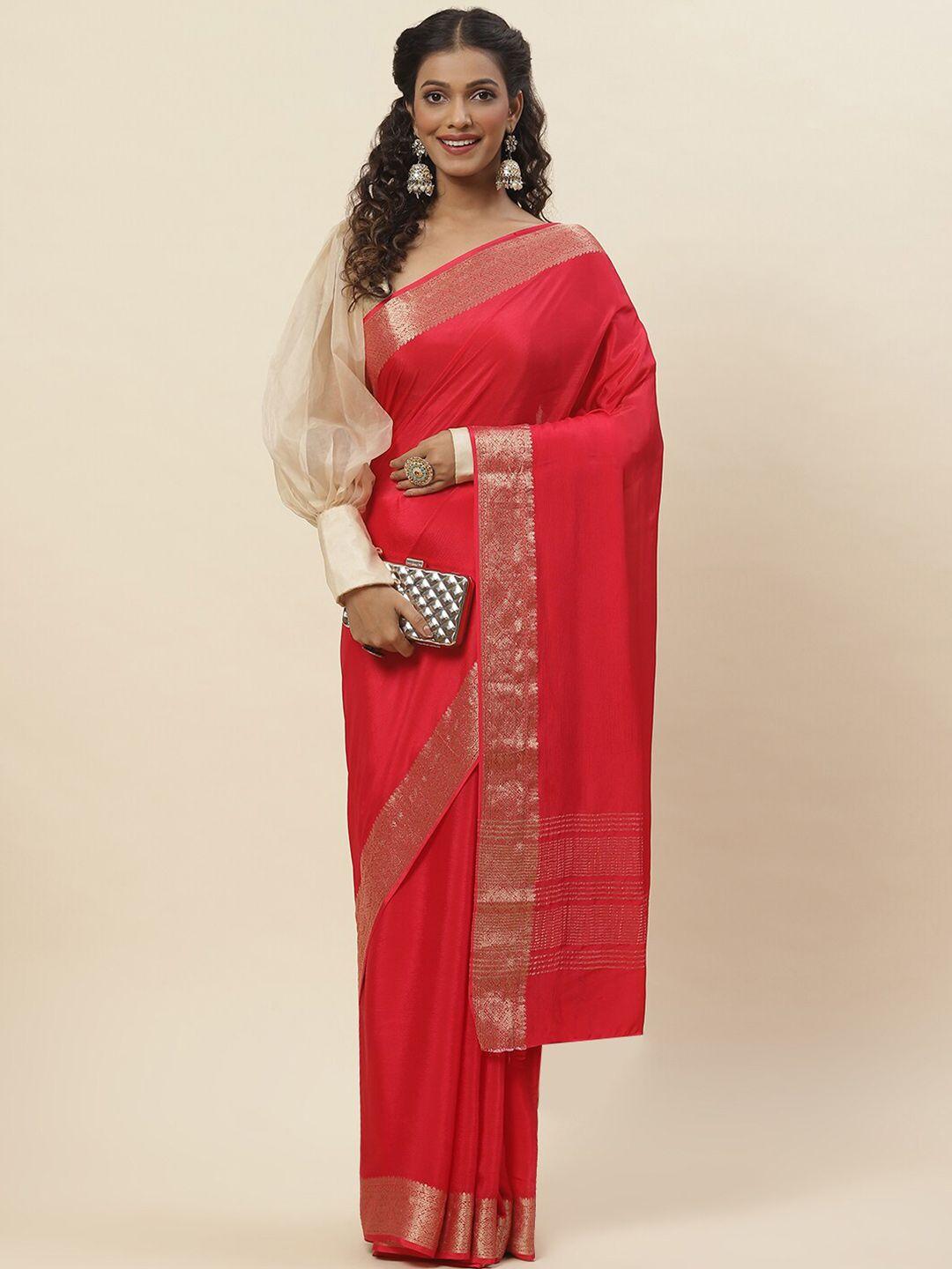 meena bazaar zari poly crepe saree