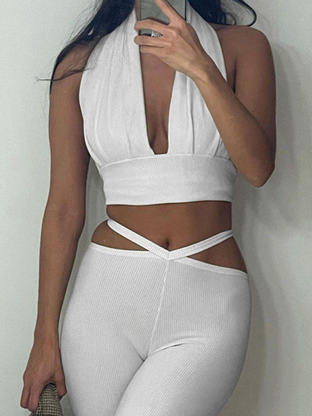 lulu & sky halter neck crop top with slim fit trousers