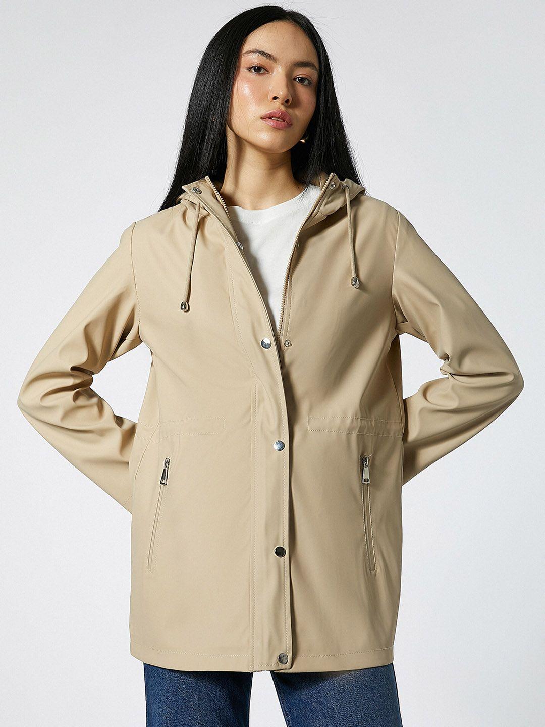 koton hooded open-front jacket