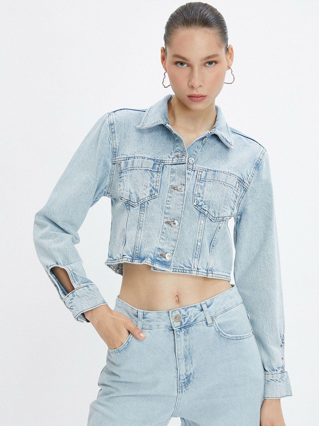 koton crop denim jacket