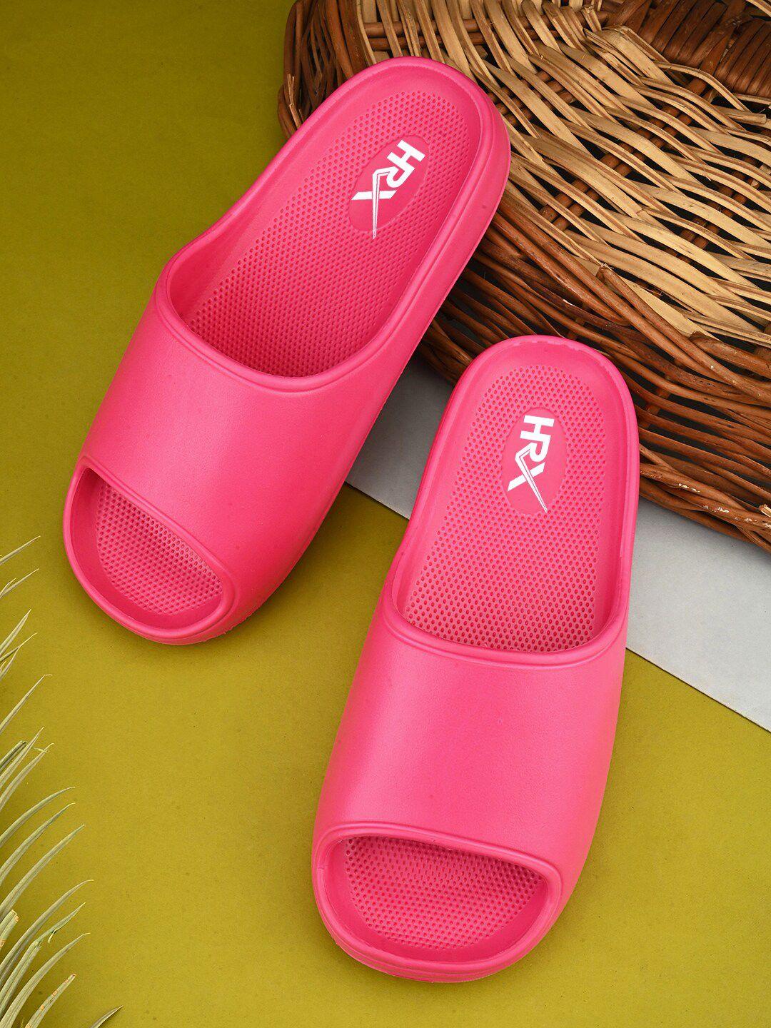 hrx by hrithik roshan women pink rubber sliders