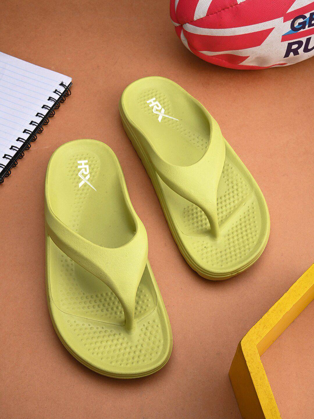 hrx by hrithik roshan women lime green rubber thong flip-flops