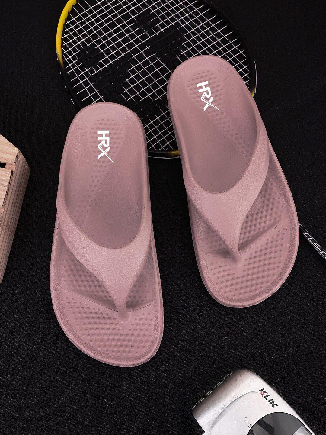 hrx by hrithik roshan women peach-coloured rubber thong flip-flops