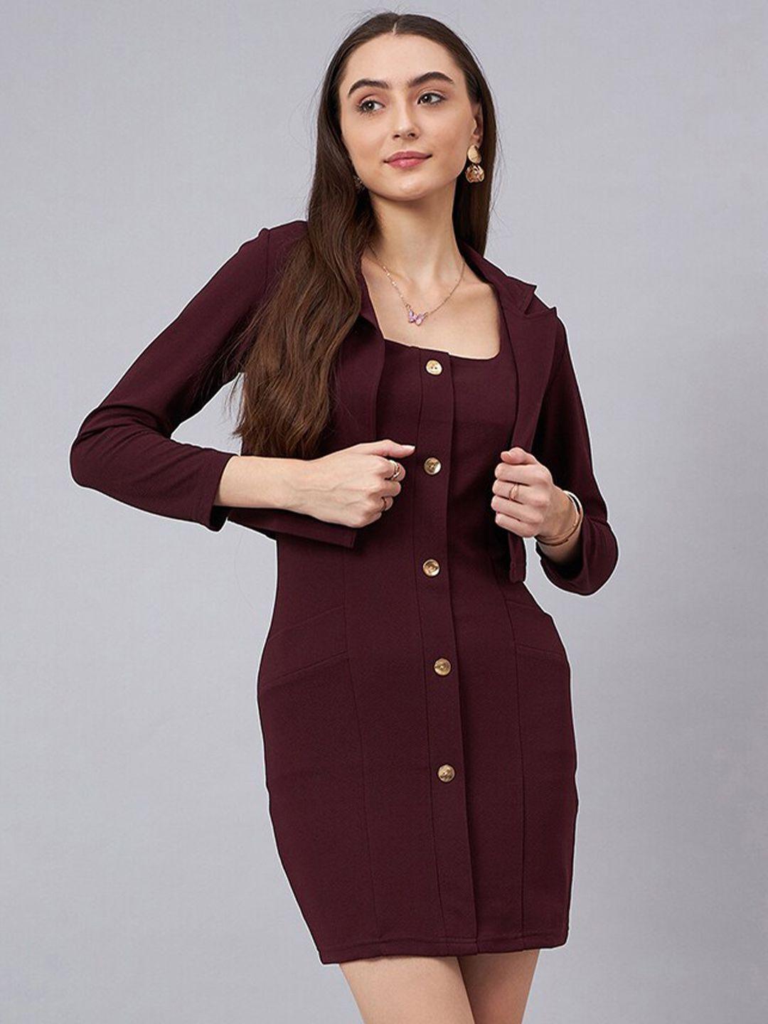 chemistry round neck bodycon mini dress with blazer